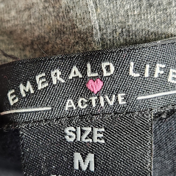 Emerald Life Active Black w/ Grey Fold Over Waistband Workout Pants Size Medium - Picture 4 of 6